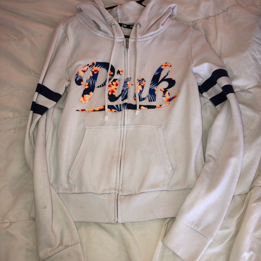 VS Pink floral zip up